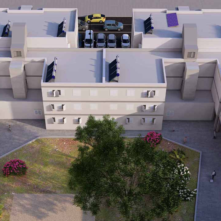 Vista de los exteriores del edificio
