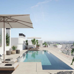 Vista de la terraza del Estepona Asperia localizada en la séptima planta del edificio
