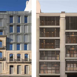 Vista del antes y después de esta rehabilitación de dos edificios en Ourense